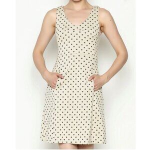 Tyler Boe Womens Kennedy Dot Sleeveless Shift Dress Cream Black Pockets size XS